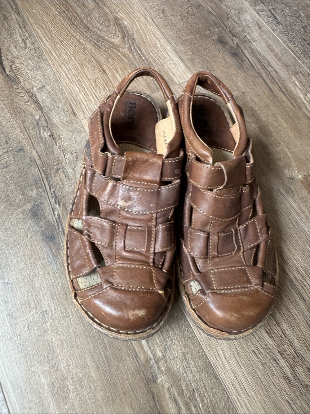 Born Brown Leather Fisherman-Style Men’s Sandals